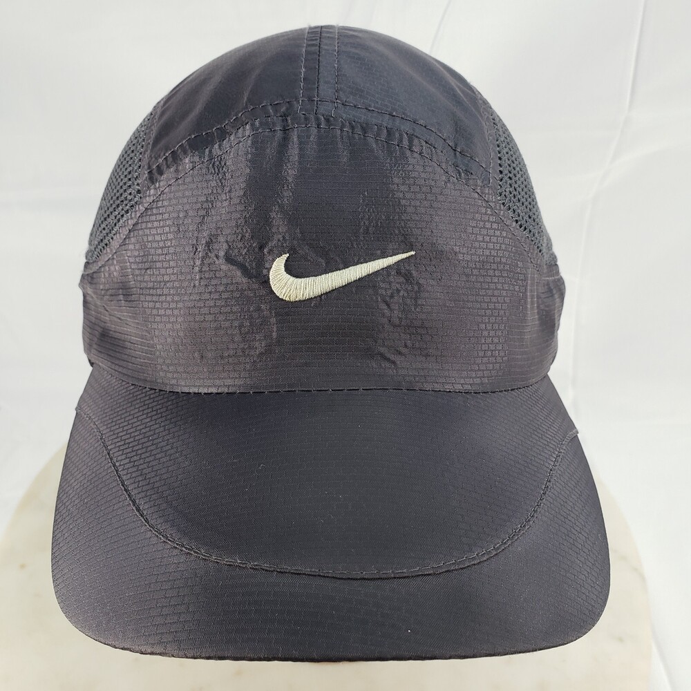 Vintage 90's Nike 5 Panel Hat Gray Cap Lightweight Embroidered Strap Back